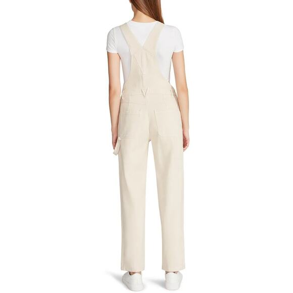 Steve Madden Cobra Adjustable High Rise Jeans Overall Jumpsuit Cream Size XS - Picture 8 of 8